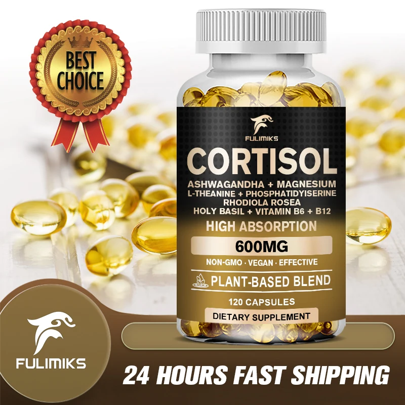

Cortisol-Стресс-баланс, управление стресом, поддержка здоровых уровней Cortisol, без глютена, без ГМО, вегетарианский, 120 капсул