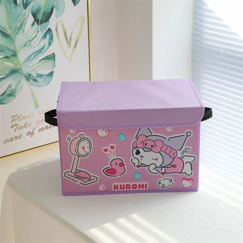 Sweet Kawaii Anime My Melody Pompompurin Folding Storage Box Cute Hangyodon Kuromi Dustproof Organizer Case Gift for Kids