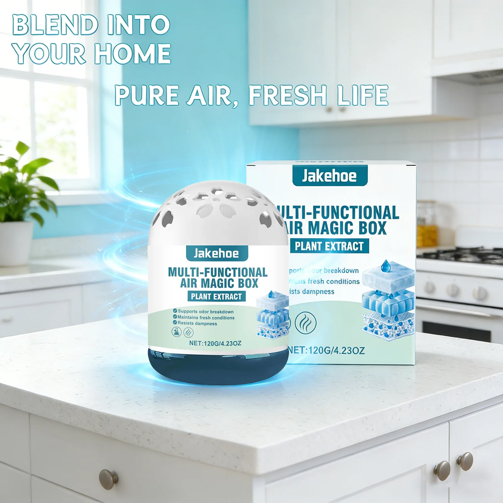 New Air Magic Box – No Electricity Indoor Air Purifier, Long-Lasting Natural Air Freshener for Home, Office, Bedroom & Pet Area