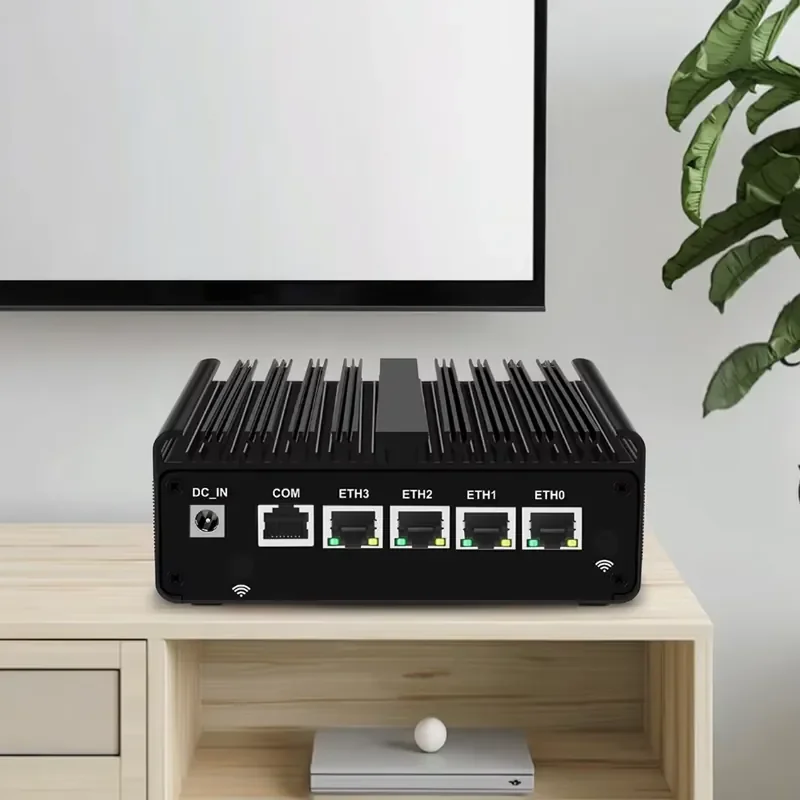 N100/N150 Mini PC 4x2.5G LAN DDR5 16GB M.2+SATA 4K HDMI+DP 5G/4G/WIFI Industrial Computer