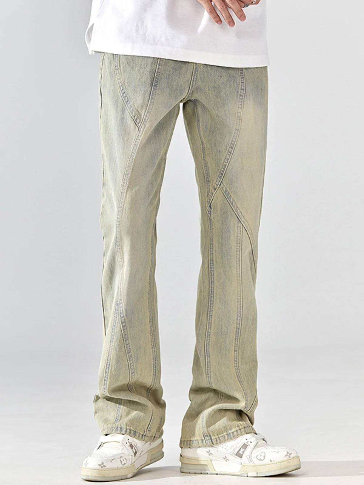 

Летние американские расклешенные джинсы с микро-расклешенными брюками в стиле ретро, прямые брюки для похудения, универсальные длинные брюки