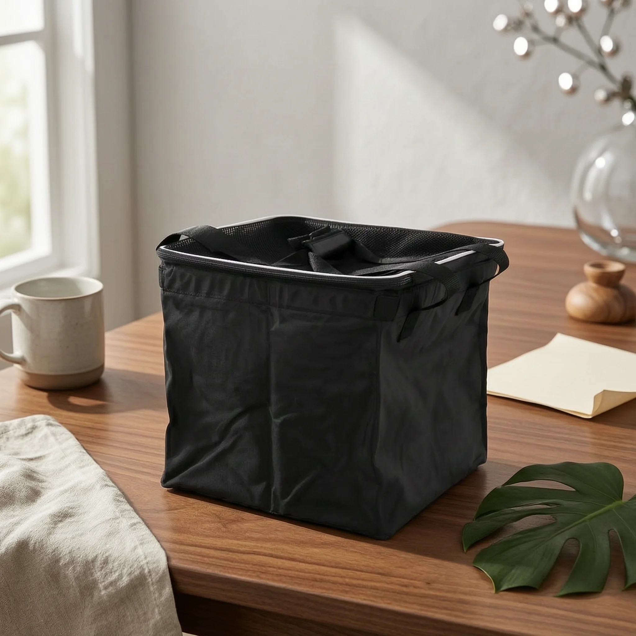 

Tennis Carrier Ball Bag Textile Zippered Tennis Ball Bag Sports Storage Strapping Handles Black