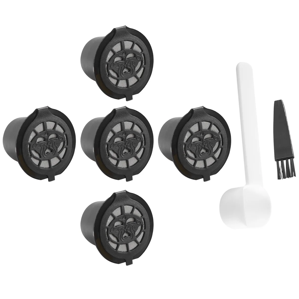 B49C5 Reusable Nespresso Capsules Refillable Coffee Capsule Filter with Nespresso Coffee Machines with Coffee Spoon Brush