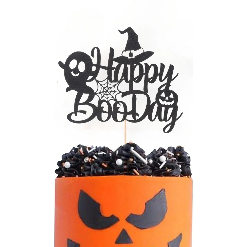 Happy Boo Kuchen-Topper, Halloween-Kuchenaufsatz, gruselige Geister-Party-Dekoration für Babyparty, Partyzubehör mit Geburtstagsthema