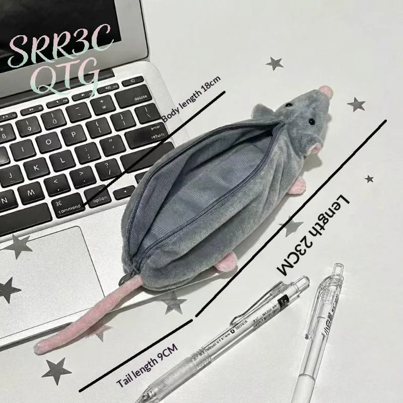 Hot Sale 1Pcs Cute Mouse Pencil Case Mouse-shaped Pencil Case Plush Toy Student Stationery Organizer
