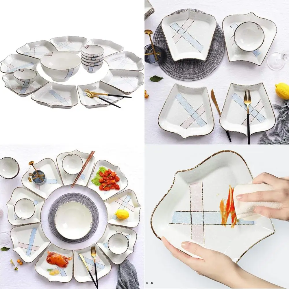 

Stoneware Dinnerware Set, 16-Piece Ceramic Tableware, Elegant Household Dinner Set with Bowls and Plates