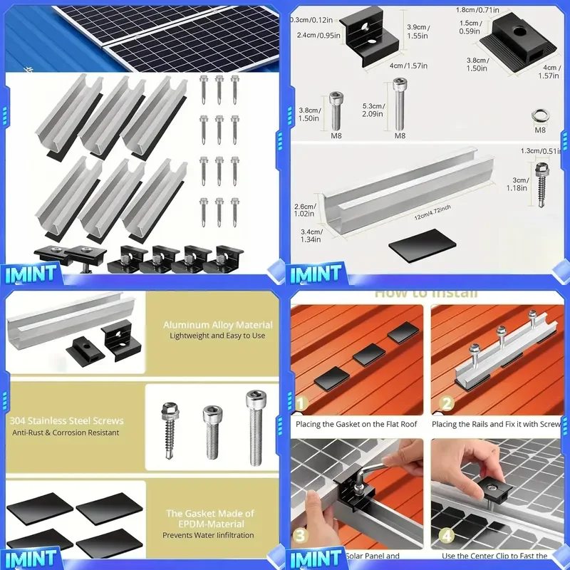

12Pcs/set Solar Photovoltaic Bracket Aluminum Alloy Clamp For Solar Module Solar Panel Racking Mounts Accessories