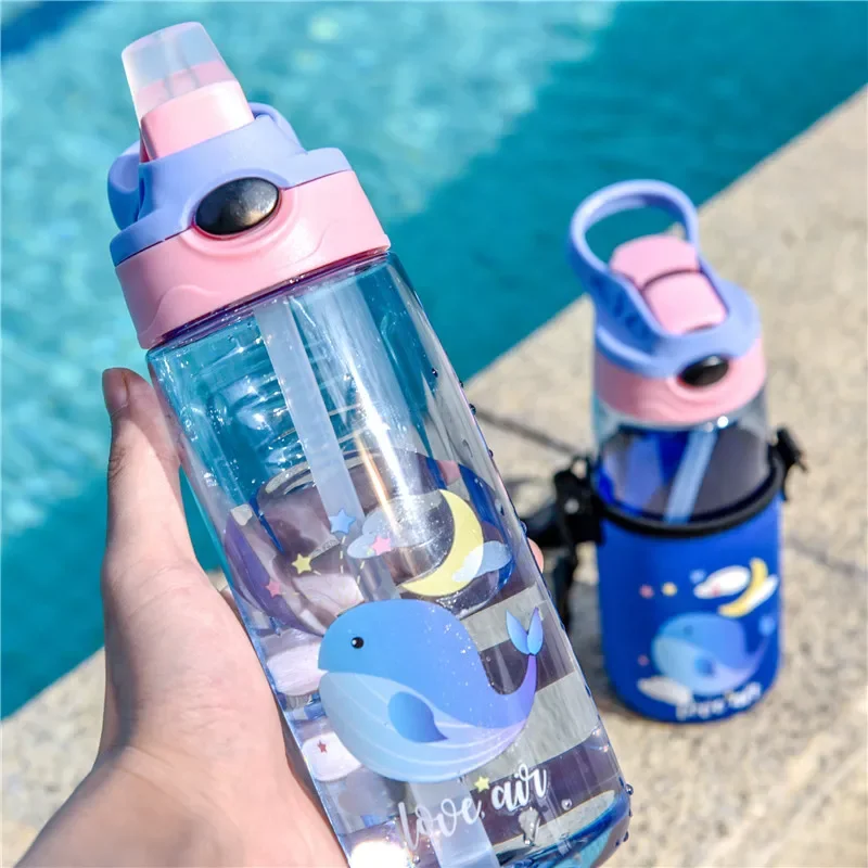 New Kids Water Sippy Cup Creative Cartoon Baby Feeding Cups with Straws Leakproof Water Bottles Outdoor Portable Children's Cup