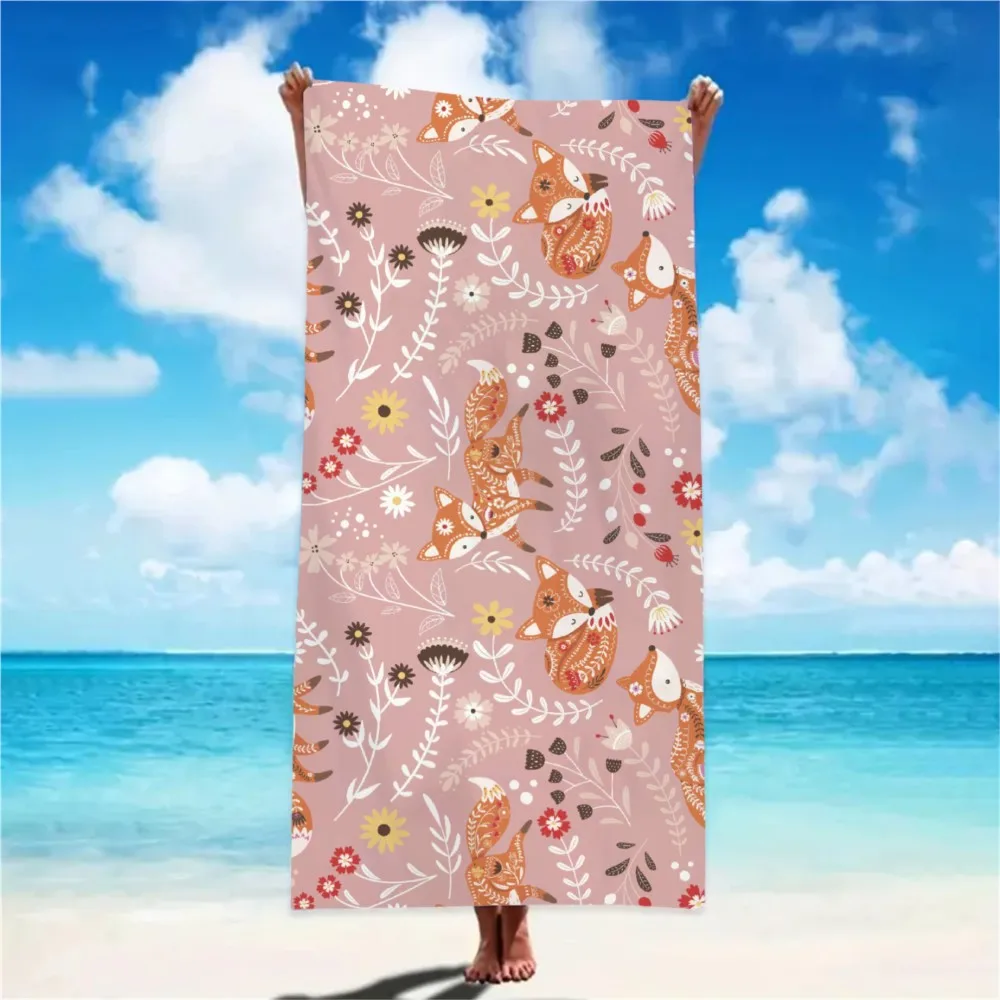 1Pc Cute Beach Towel Cartoon Animals Bath Towels Absorbent Soft & Comfortable Yoga Swimming Outdoor Pool Towel Birthday Gift