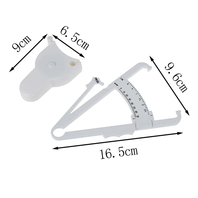 2pcs/set PVC Body Fat Caliper Measure Tape Tester Fitness for Lose Weight for Body Building Portable Fitness Equipmnet White