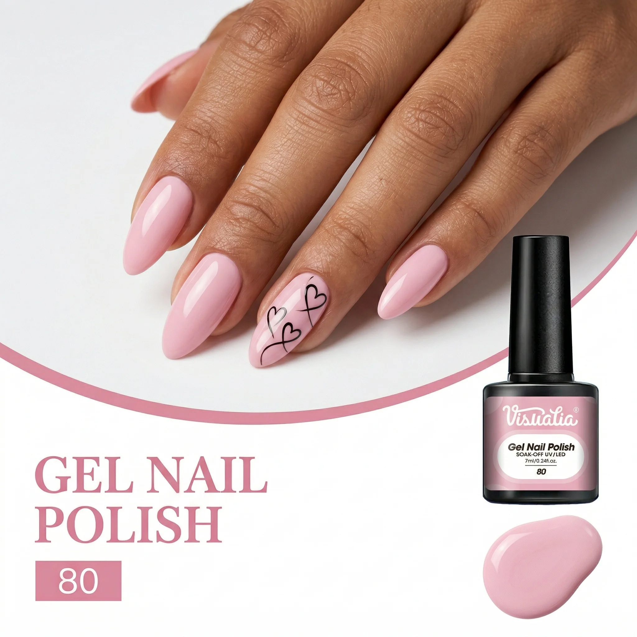 

New best-selling pink series, long-lasting and durable nail polish, 7ml nail polish gel base coat, suitable for nail and toe nai