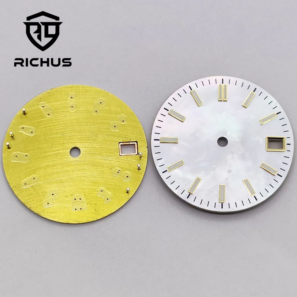 Циферблат часов RICHUS 28,5 мм, зеленый светящийся, подходит для NH34, NH35, NH36, аксессуары для часов с механизмом