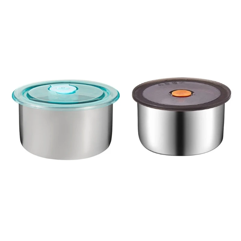 Contenedor almacenamiento alimentos acero inoxidable 4 PCS con sello tapa silicona y diseño a prueba fugas