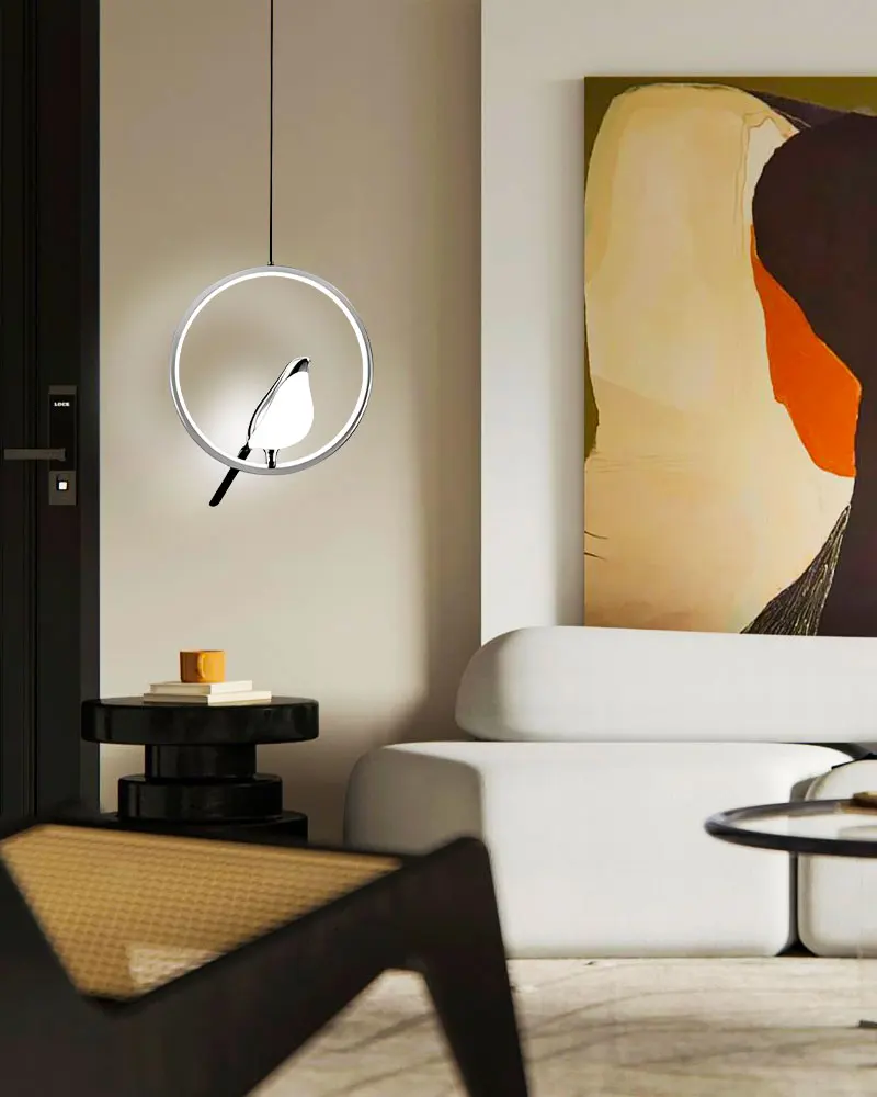 Nordic Elster Vogel LED Kabel Anhänger Lampen für Nacht Schlafzimmer Innen Schwarz Silber Hängen Lichter Kronleuchter Lampe Hause AC85-265V – Detail 15