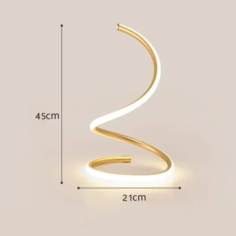 Modern LED Table Lamp Black Gold Spiral Desk Decor Lamp Line Light Bedroom Bedside Desk Living Room Dining Room Indoor Lighting