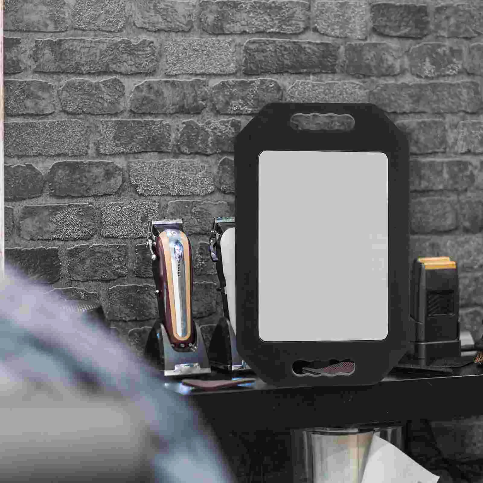 Rearview Mirror Bling Hand Mirrors with Handle Back of Hair Barber Cutting Hanging LED Foldable Black Handheld