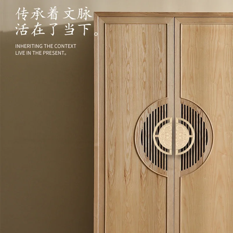 

YM Classical Chinese Kitchen Cabinet Brass Hollow Handles for Vintage Furniture Bookcase Antique Drawer Wardrobe Door Knobs