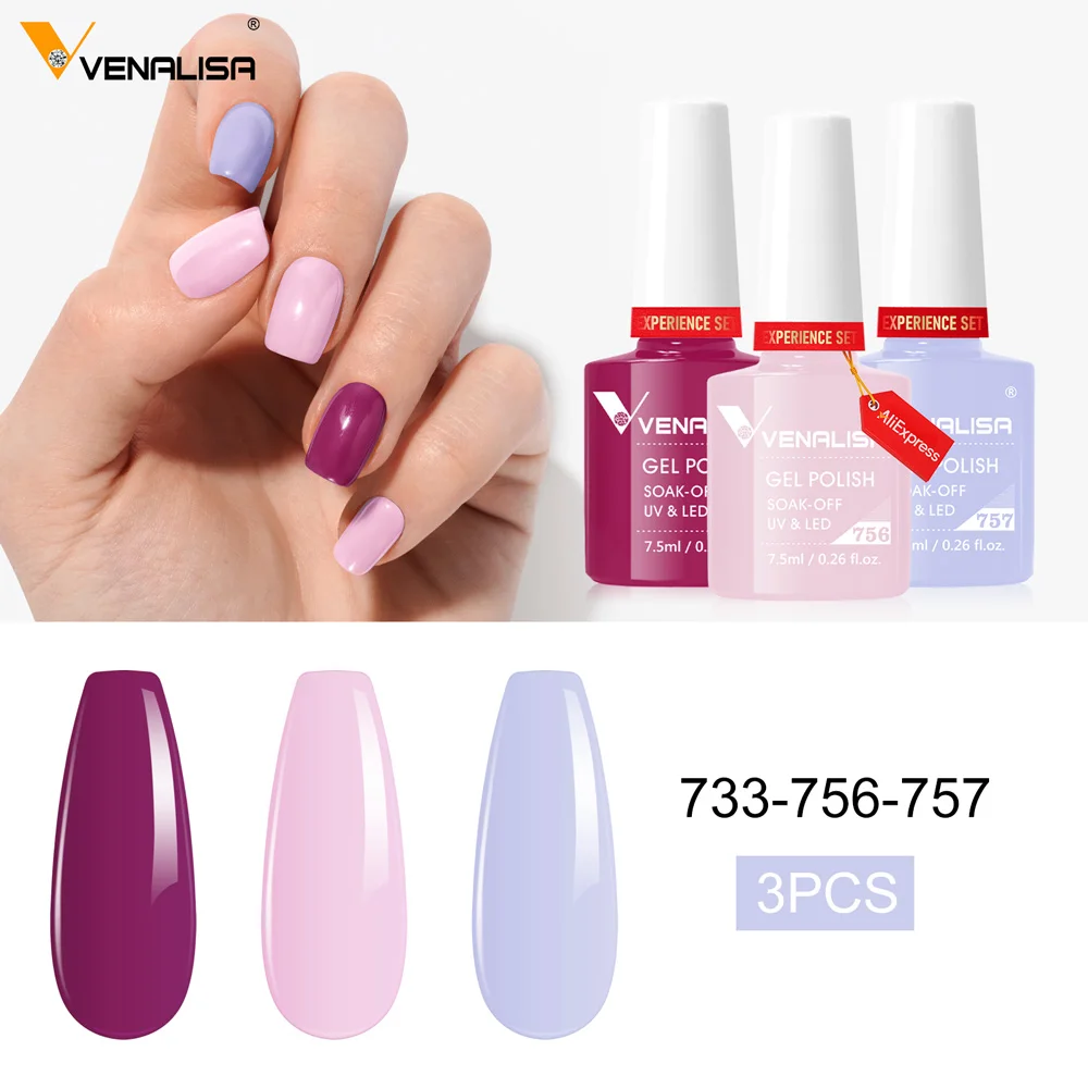 Venalisa 3pcs/kit Gorgeous Color Nail Gel Polish Kit Soak Off UV LED Semi Permanent Varnish Gel Polish Functional Experience Set