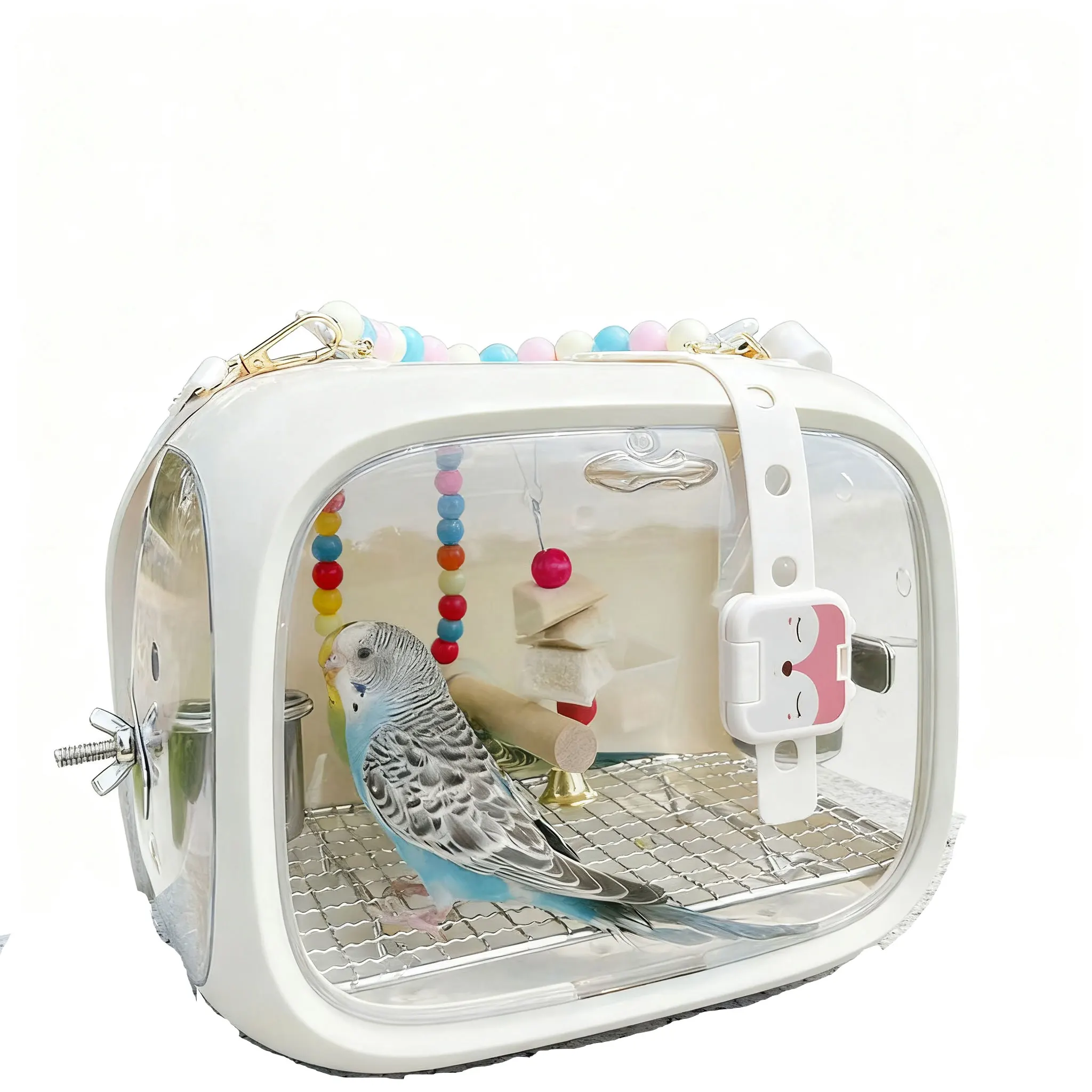 

Portable Reusable Durable Stainless Steel & Plastic Bird Cage for Outdoor Use & Travel Parrot-Friendly Bird Outing Supplies