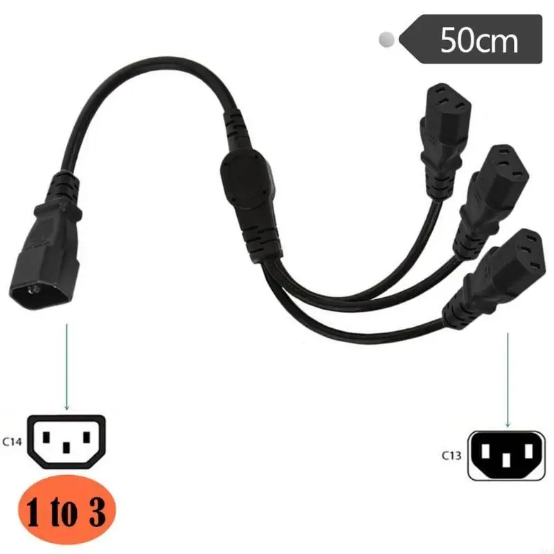  3-Prong C14 to IEC320-C13 Connector Adapter Cord Male Plug to Female Socket Converter Cable Y-splitter Power Wire Line
