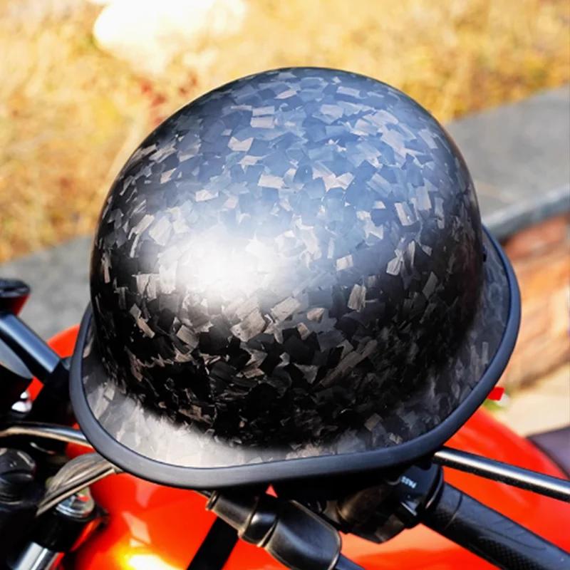 Nuevo casco alemán Vintage forjado negro mate crucero motocicleta Pedal medio casco motocicleta hombres mujeres montar Halley tamaño grande