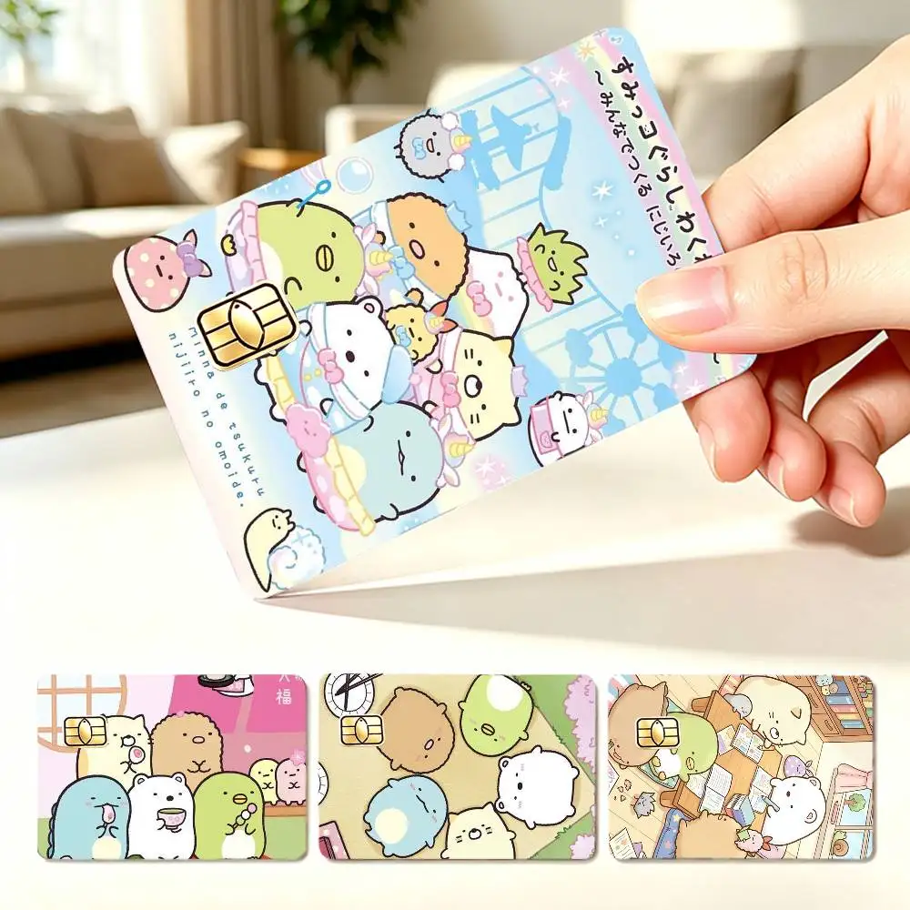 CUTE S-Sumikko Gurashi  4pcs 1Set Card Stickers Small Waterproof Chip 4PCS Card Sticker Anti-Scratch