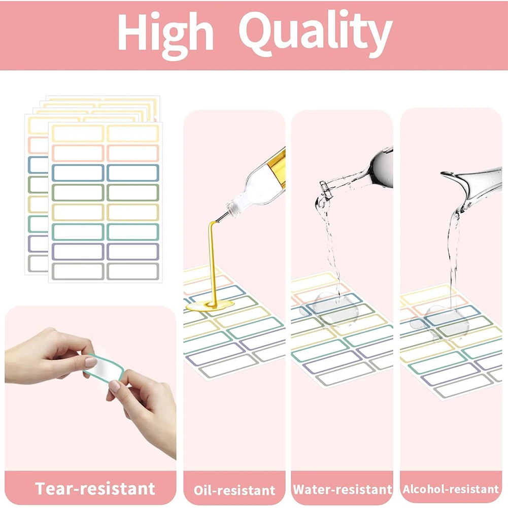 15 Sheet Removable Labels Multipurpose Self-Adhesive Labels Waterproof Rectangular Labels Stickers for Whiteboard Storage Bin