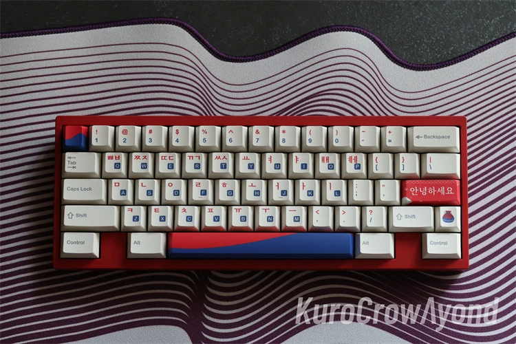 Imagem -06 - Coreano Root Rog Night Devil Keeping Pbt Keycap Jogo de Contraste Vermelho e Azul Office Handle kr Keycaps Estilo Coreano Branco 140 Teclas