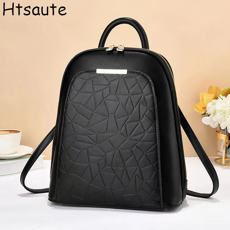 Mochila escolar de couro pu, feminina, estudante universitário, ensino médio, menina, estudante, grande capacidade, nova mochila