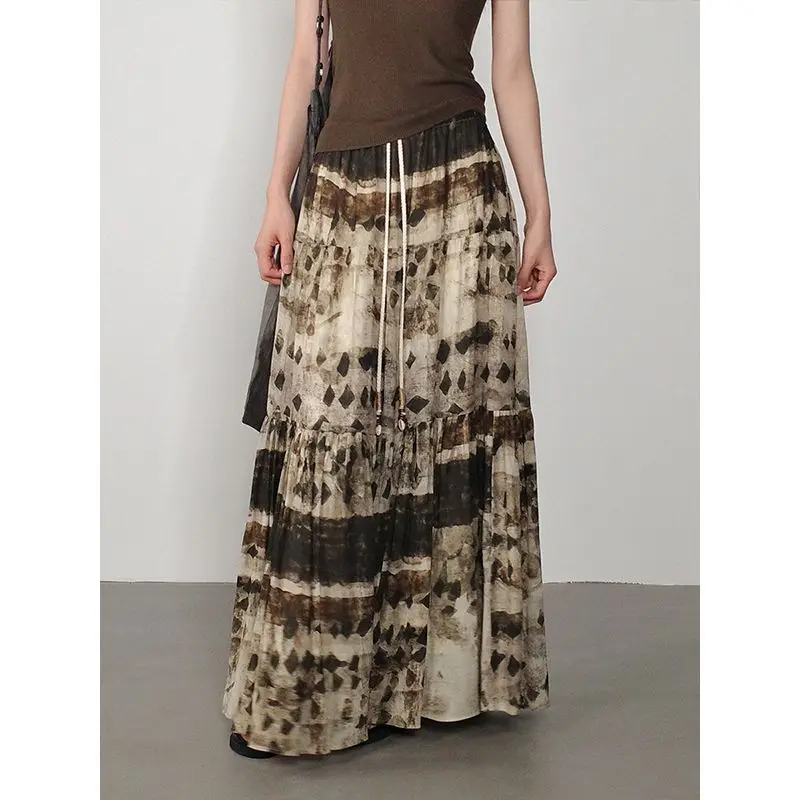 Юбка Korean Style Long Skirts for Women 2026 Vintage Japanese Harajuku Jupe Pleated Skirt Faldas Mujer Юбки Fairy Grunge