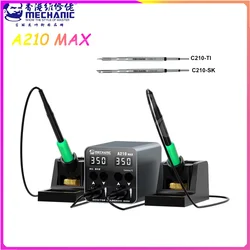 MECHANIC A210 Max Dual Constant Temperature Soldering Station 5 Storage Universal C210 Soldering Iron Handle Rework Station Tool