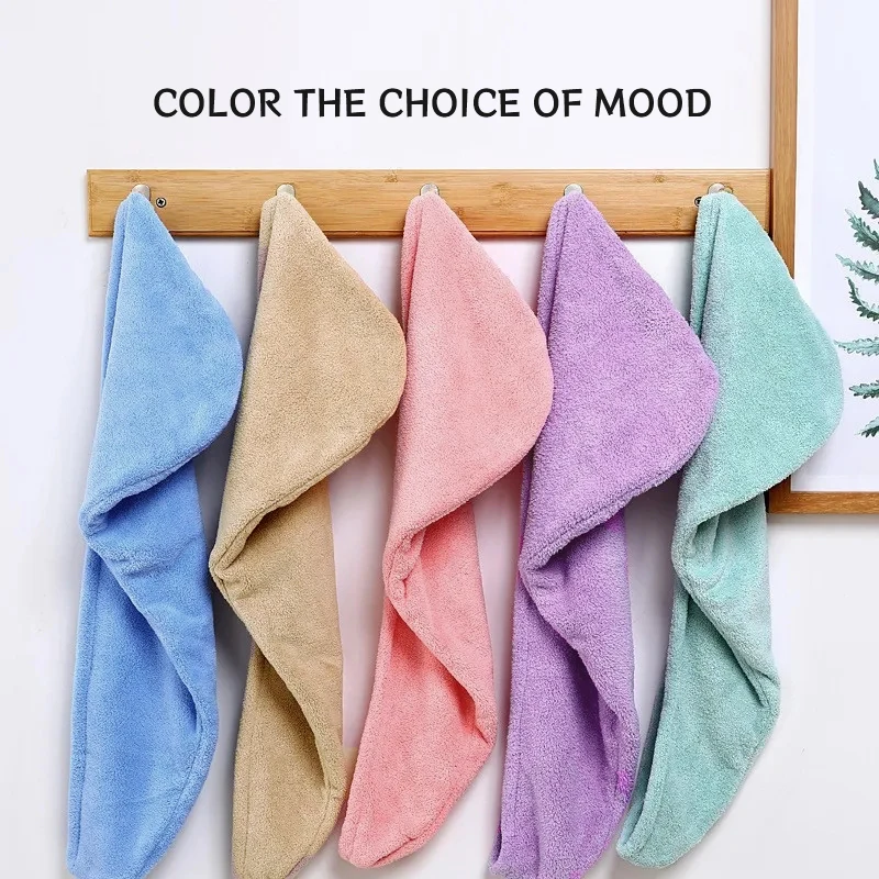 Microfiber Hair Towel Wrap for Women, Shower Spa Head Wrap Hair Drying Hat Turban Microfiber Terry Dry Absorbent Quick Dry Hair