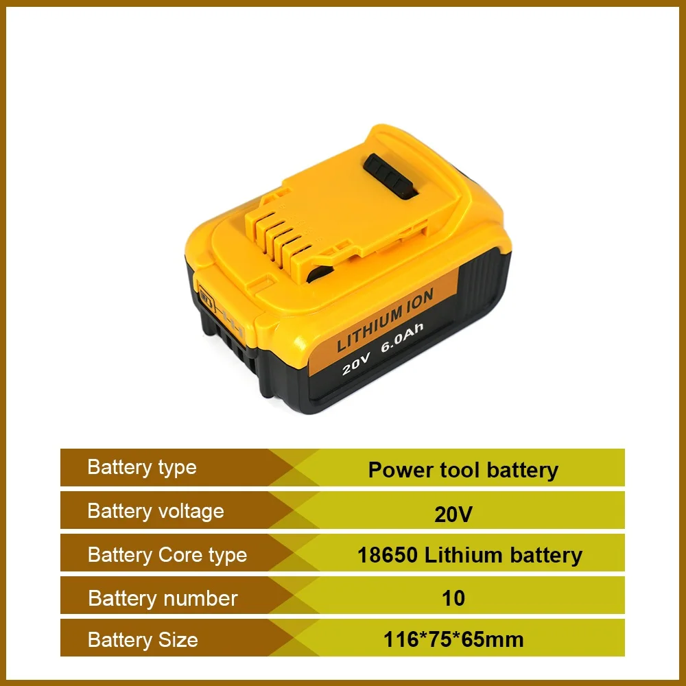 

3Ah 5Ah 6.0Ah 20V Battery compatible for DeWalt power Tools DCB200 MAX DCF887 DCG405 DCD791 18V 20V Lithium battery replacement