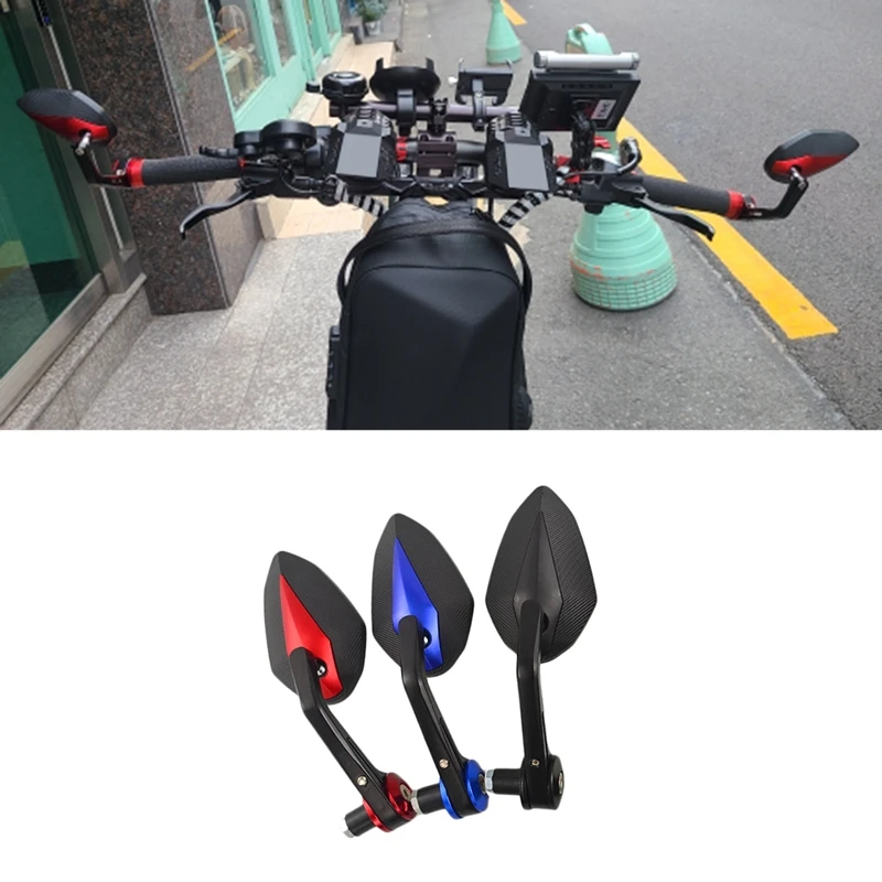 1Pair Motorcycle Handlebar Mirror 22MM Bar End Reversing Mirrors Reflective Mirrors For Yamaha Suzuki Ducati Kawasaki