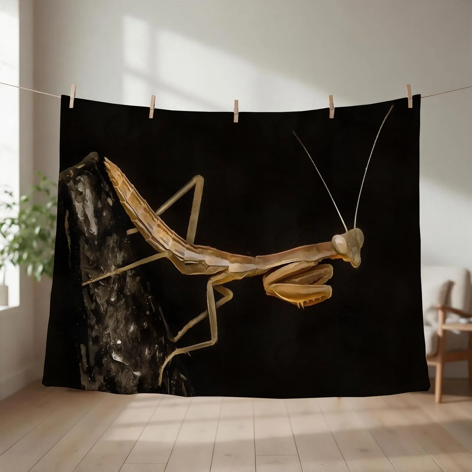Praying Mantis Cute And Creepy Insect Art Throw Blanket Soft Moving Softest Flannels Blankets