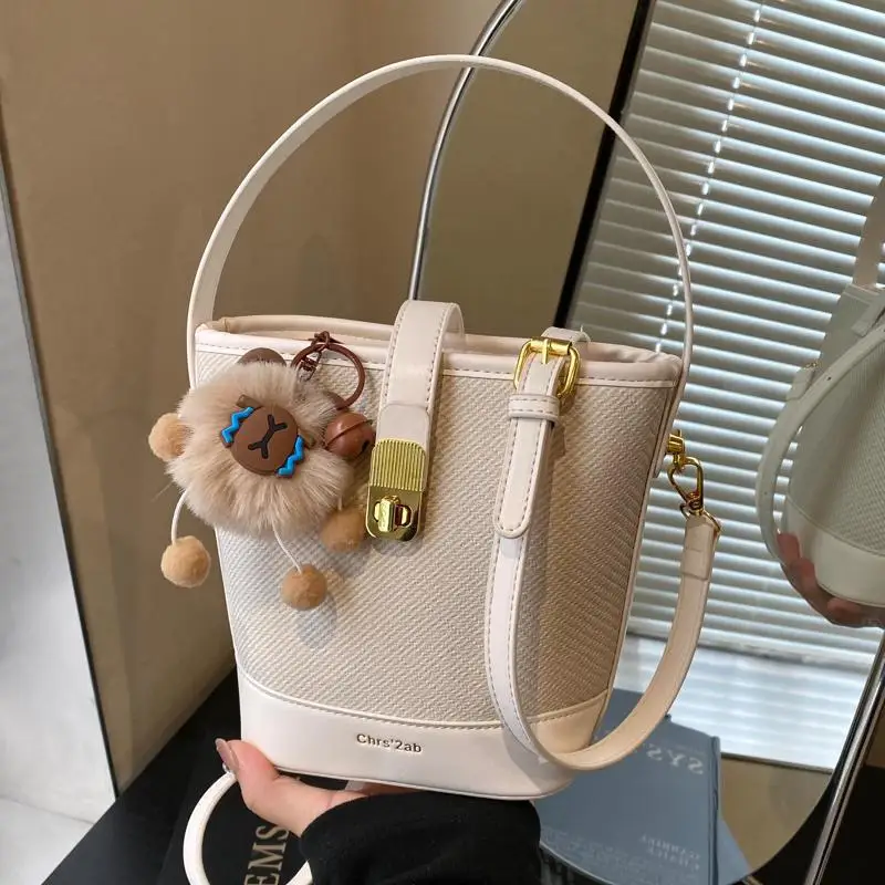 

2025 SS Pastel Color-block Bucket Bag Women's Adorable Top Handle Crossbody
