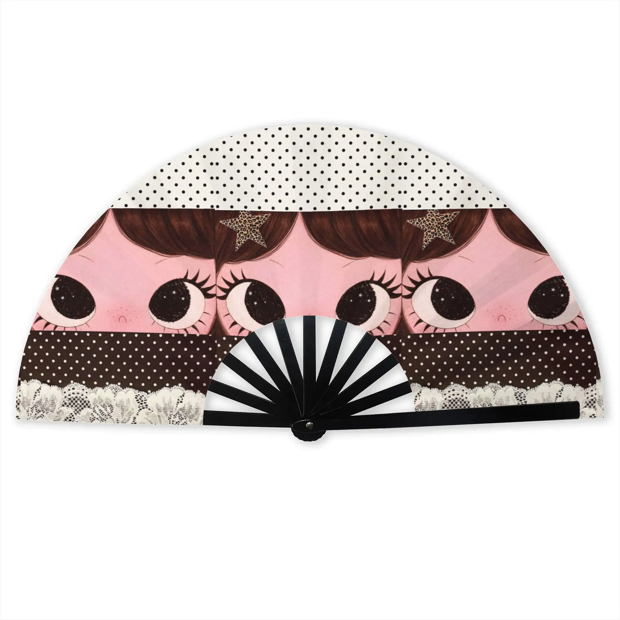 Personalised Big Eyes Girl Comic Promotional Gift Hand Fan Wedding  Durable Folding Fans Unique Bulk Pack Fan