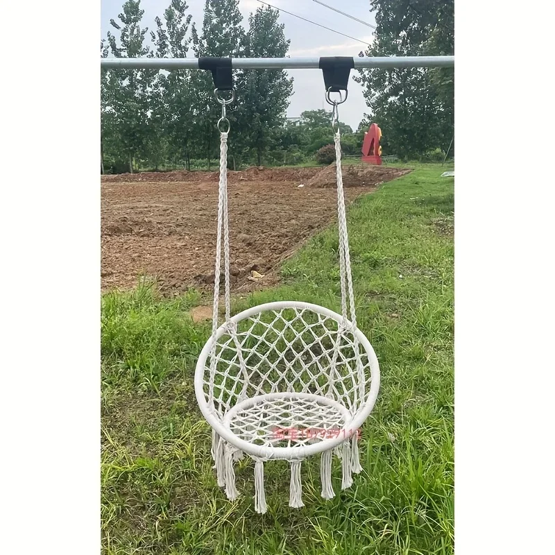 كرسي معلق داخلي واحد شرفة منزلية سوينغ سلة شبكية حبل القطن المنسوجة كرسي الروطان مهدب سوينغ كرسي مريح