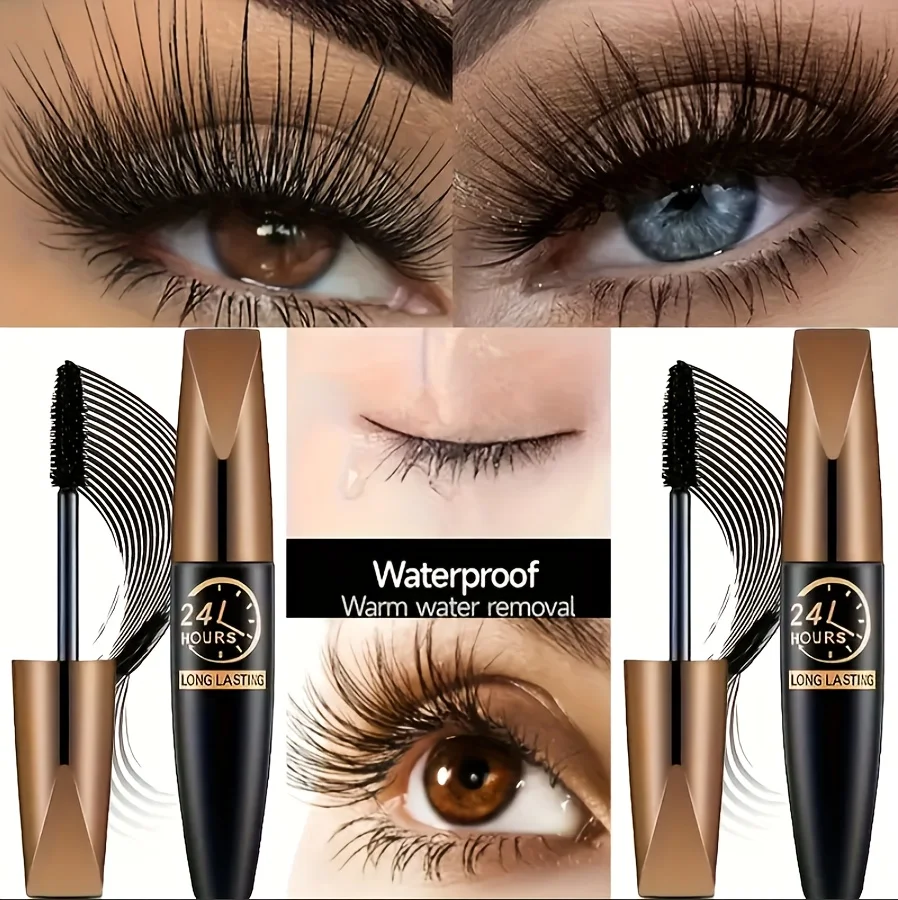 2 ペア防水シルク繊維厚い延長マスカラ 4D 防水シルク繊維厚い延長マスカラ長持ちする汚れ