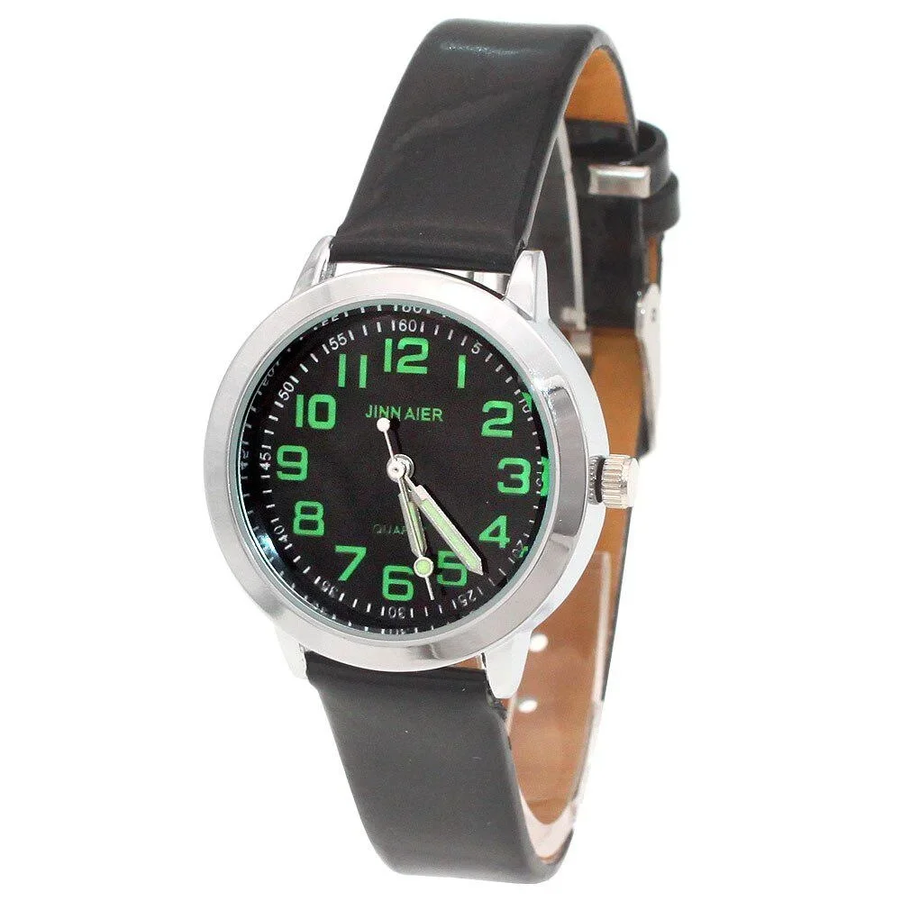 Kids Fashion Watch Easy to Read Leather Strap Quartz Movement Silver Case 28mm Children's Watch for Boys And Girls