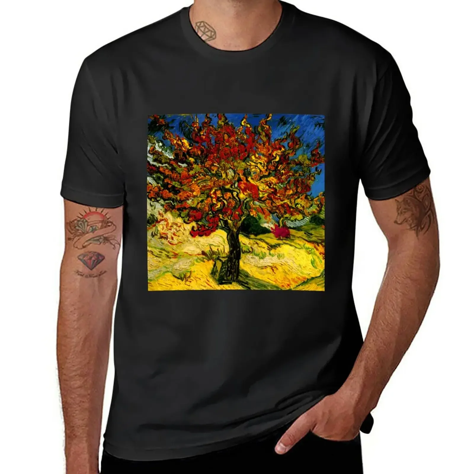 Van Gogh Mulberry Tree Print T-Shirt vintage clothes aesthetic clothes quick drying mens plain t shirts