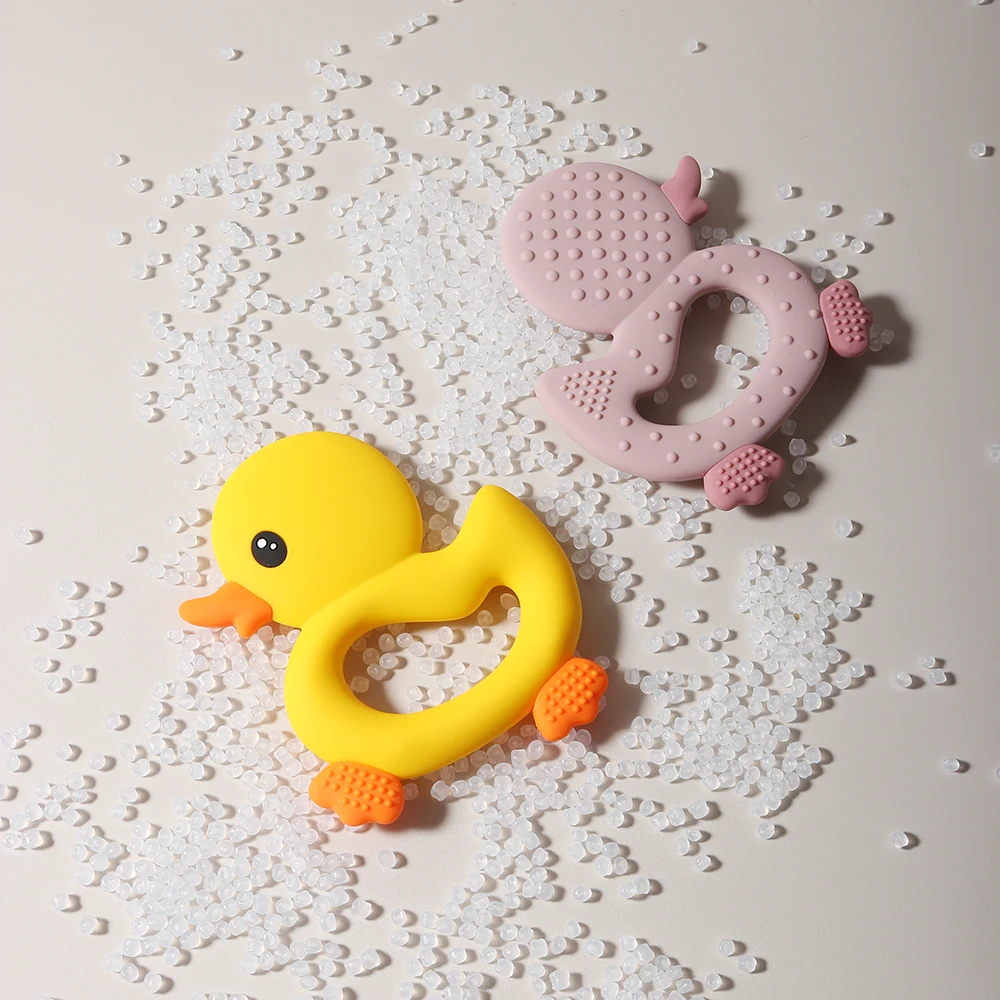 2024 New arrival Baby Teether cartoon duck Shape Silicone Teether Pacifier Clip Baby Toy Teething Accessories