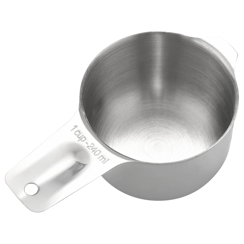 Aço inoxidável Stackable Measuring Cups Set, Coffee Scoop, Metal Measuring Cup, Bico, 7 Pcs, 1, 8 Cup