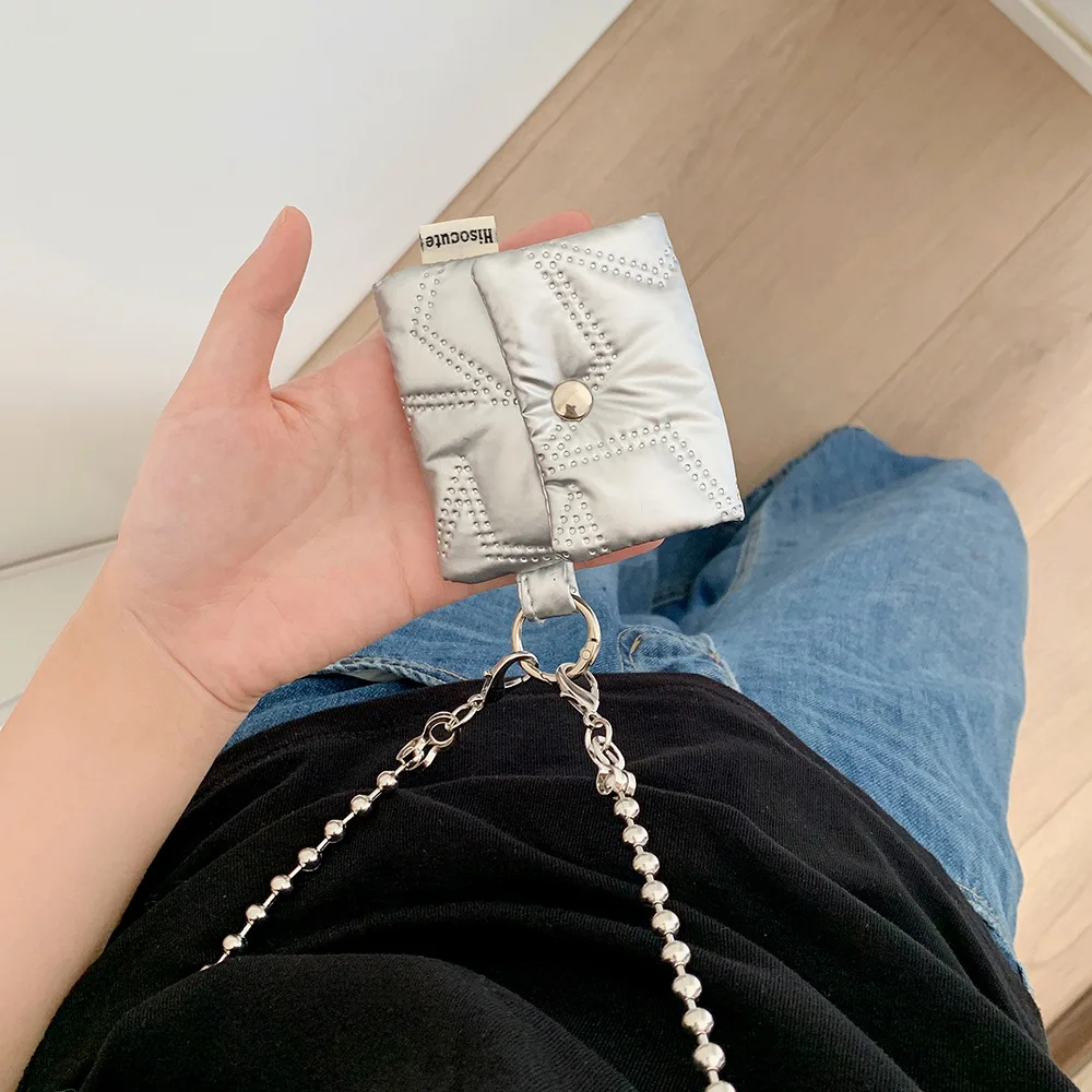 Monedero plateado, bolsa para lápiz labial, bolsa de almacenamiento sanitaria para Airpods, monedero para estudiante, organizador de joyas, funda, soporte para tarjetas de crédito