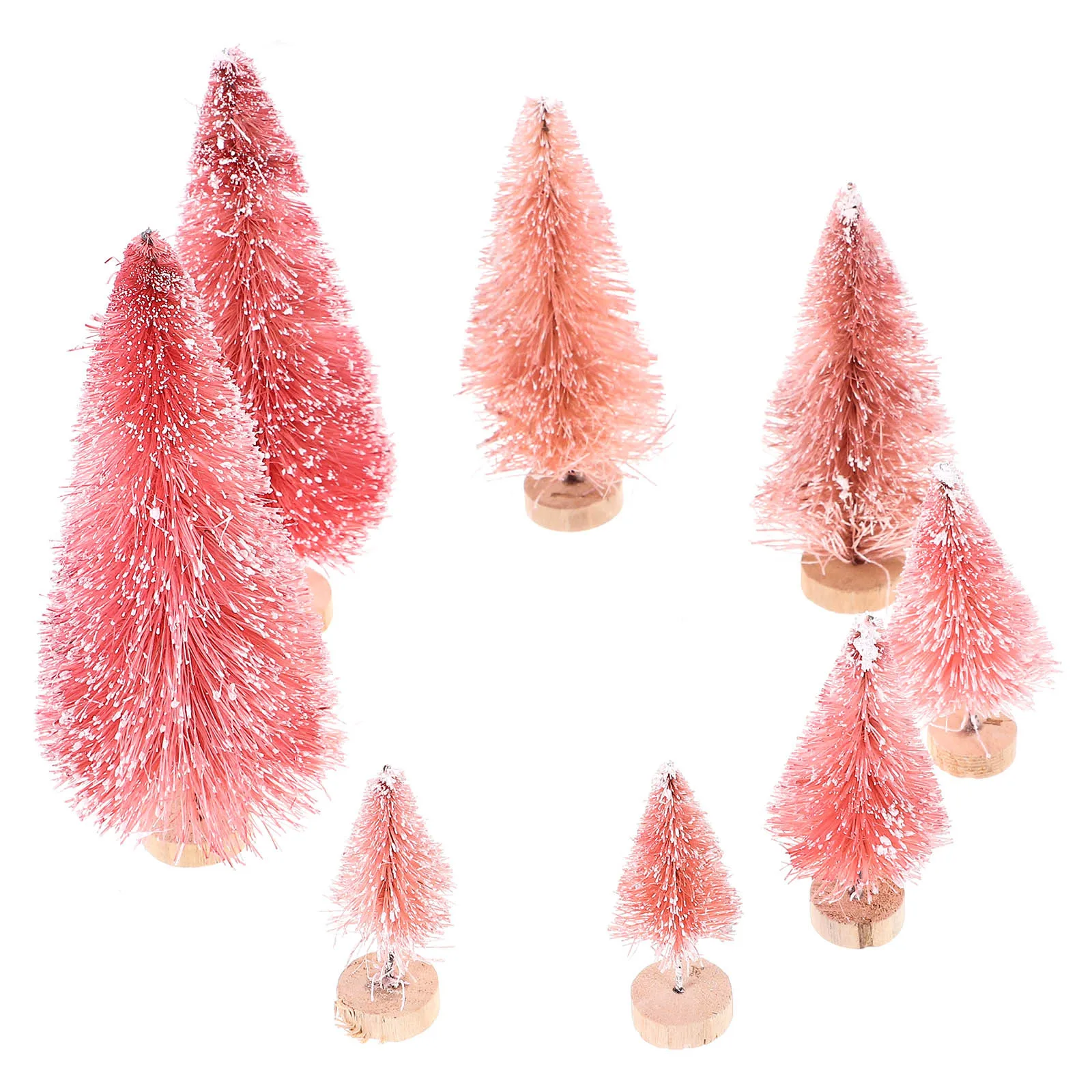 

8pcs Mini Christmas Tree Decor With Wooden Base Miniature Xmas Trees For Table Home Hotel Shop Window Display Festival Scene
