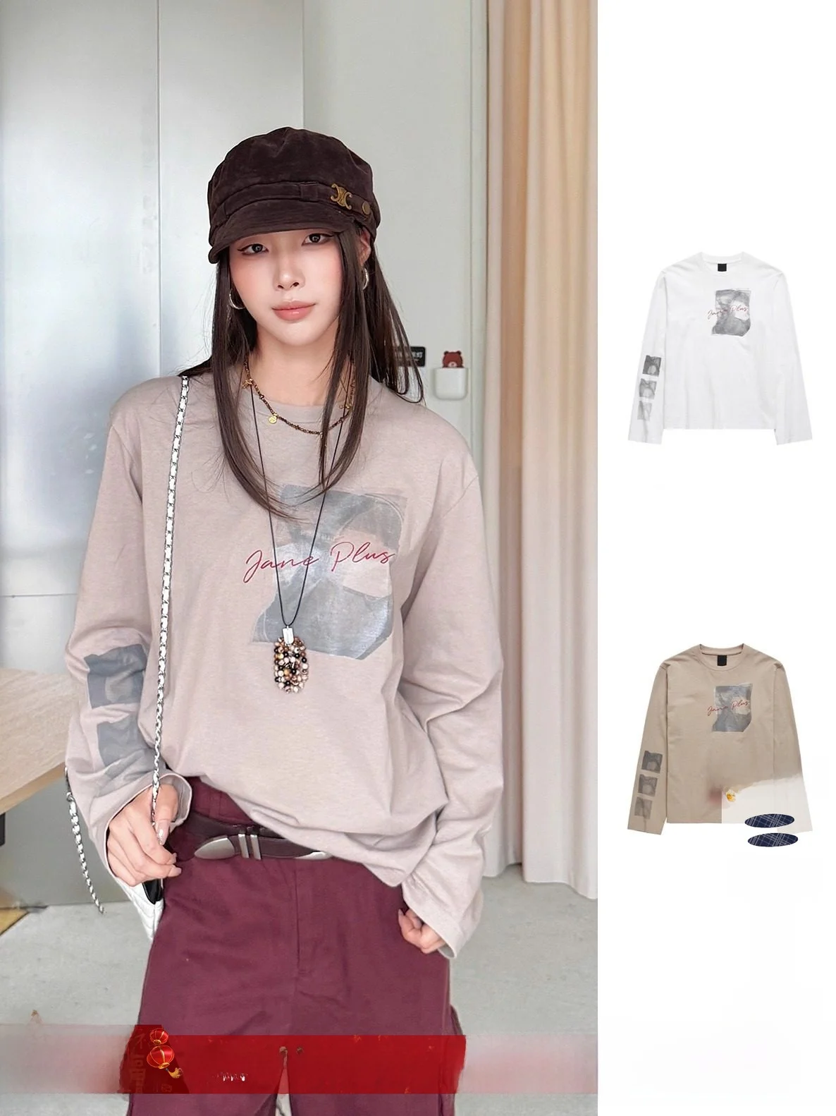 

Casual Long Sve T-irt Brand VVNK JANE plus Moisture ng Cotton round Ne Print Summer Faion Ladies' Top