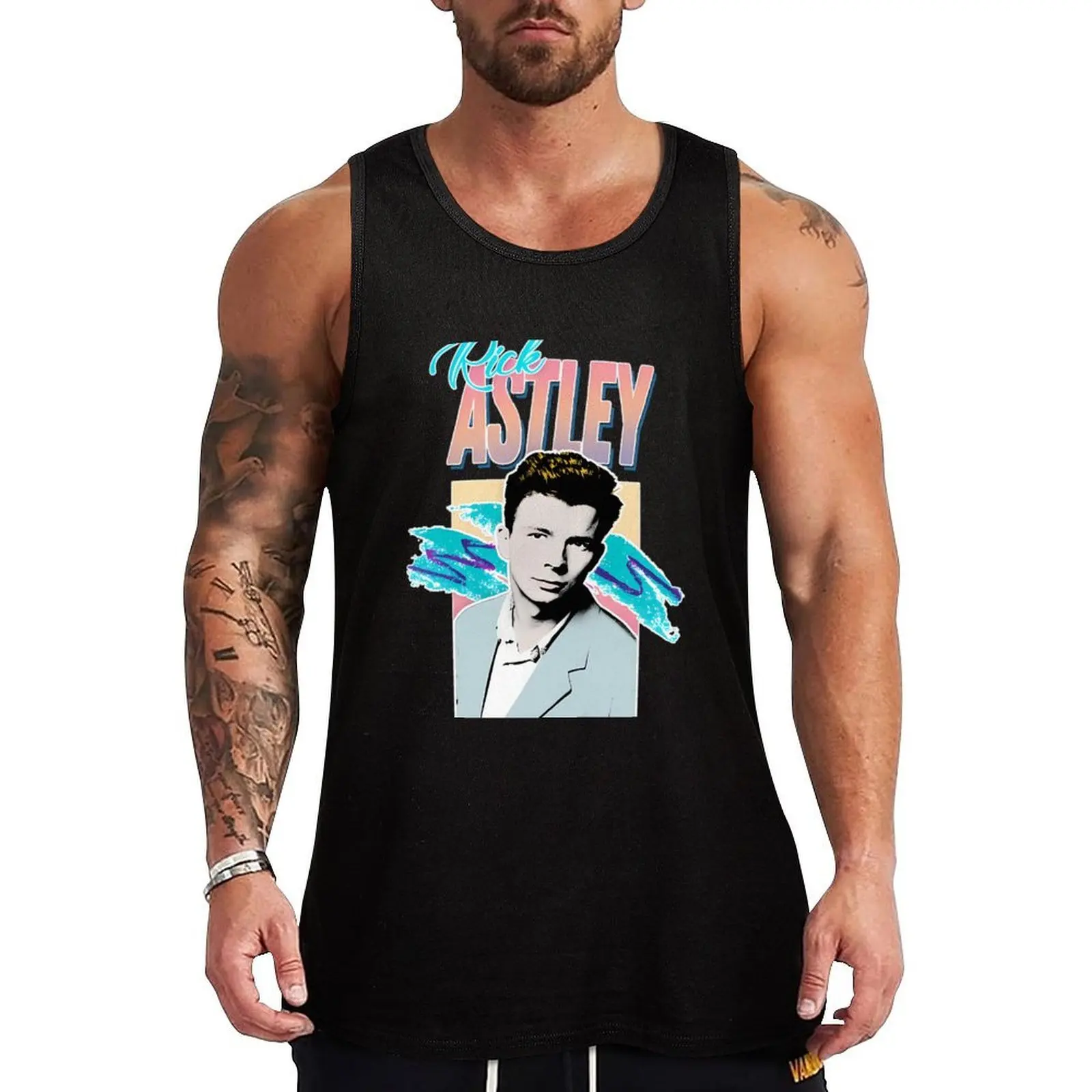 

Rick Astley 80s Aesthetic Tribute Tank Top Men's cotton t-shirt bodybuilding for men sleeveless gym shirts male