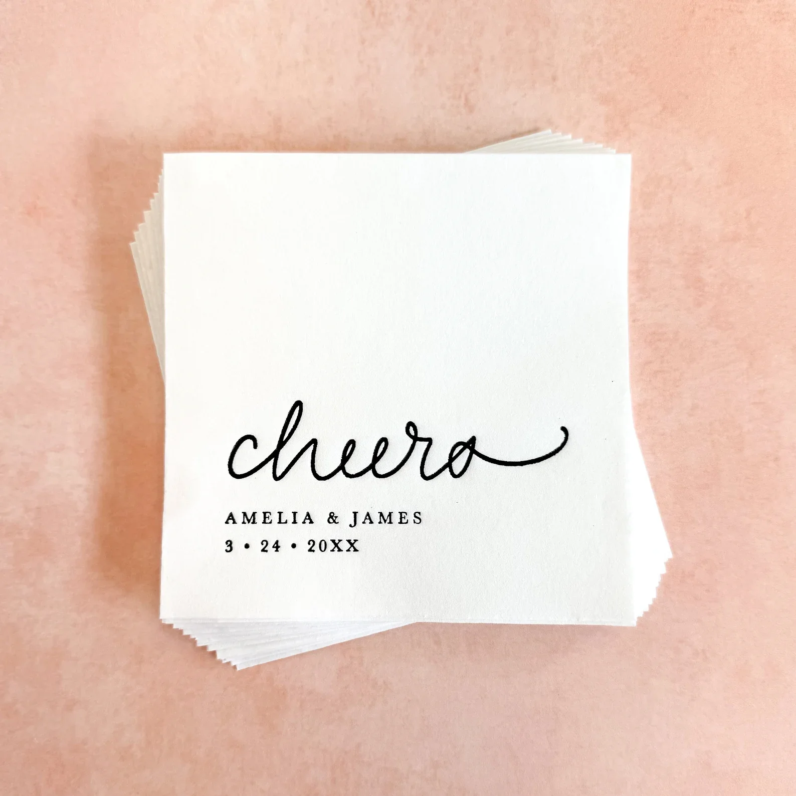 

Cheers Cocktail Napkins Personalized || Gold Foil Wedding Napkins, Bridal Shower, Engagement, Rehearsal Dinner