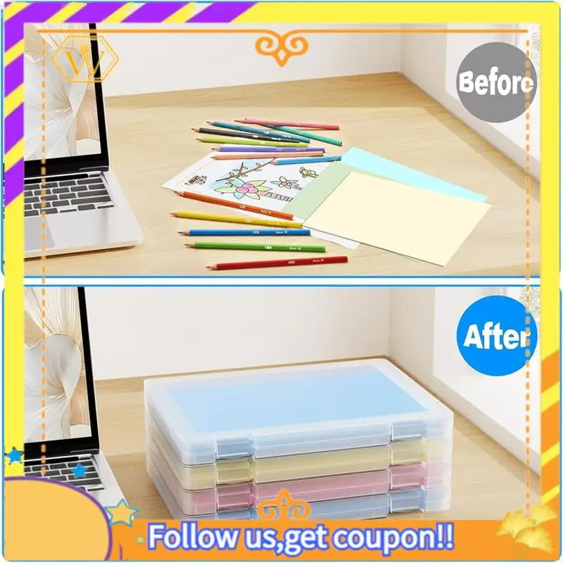 Latest-4 Pack A4 File Box Paper Storage Rack Document Protector For Magazines, Scrapbooks, Office School Supplies