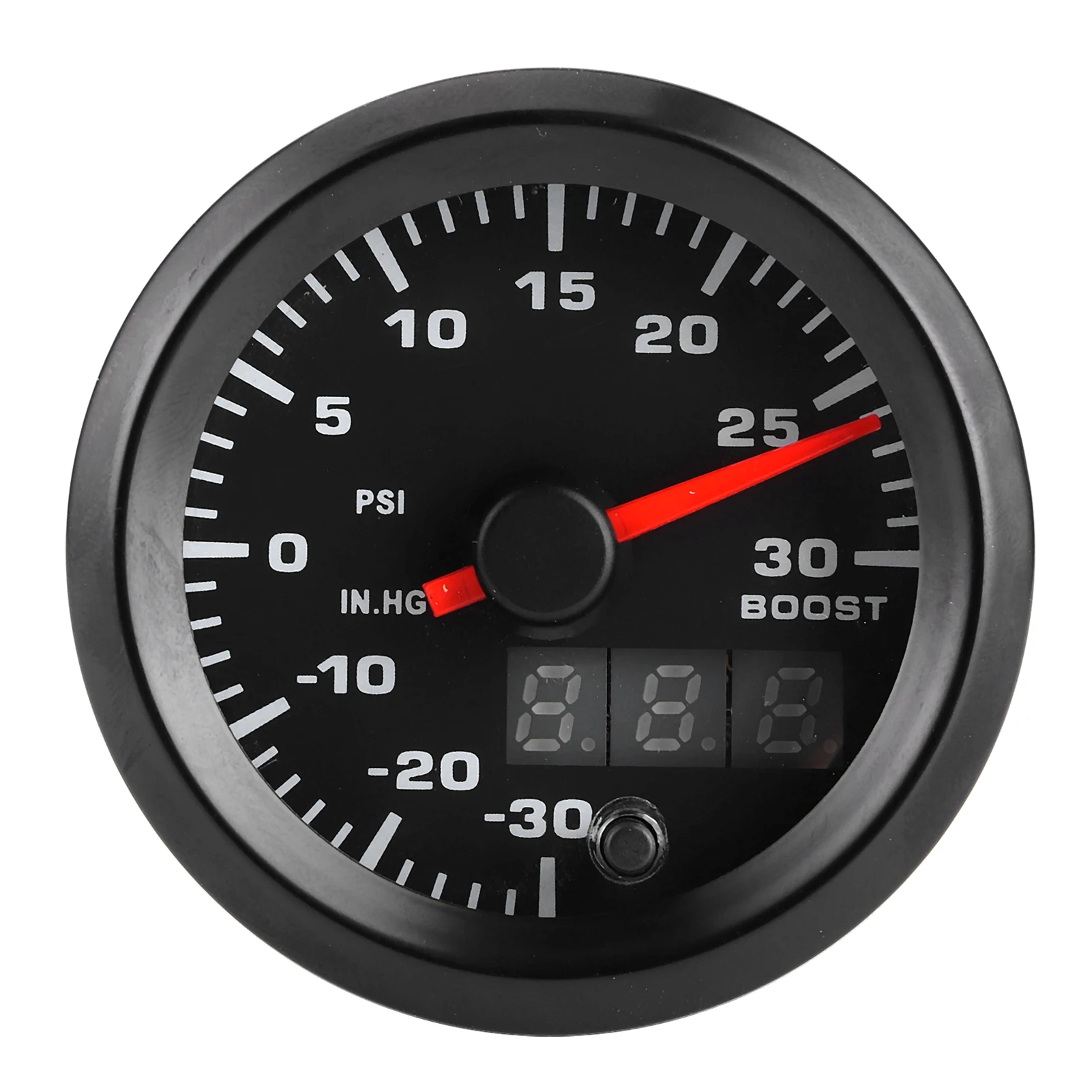 2 inch/52 mm universele LED-turbodrukmeter met 7 kleuren, digitale weergave en wijzer.
